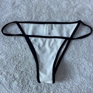 Lovewave White Black Colorblock High Cut Bikini Bottom Small RN132829